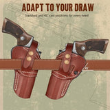 Premium Leather Revolver Holster for Ruger GP100/Speed Six, S&W Model 10 66 686 629 586 Classic 10 19, Taurus 65 66 627, Colt Python 4.0/4.25 & Similar Frame, Adj. Retention, Ambidextrous, Deep Brown