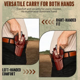 Premium Leather Revolver Holster for Ruger GP100/Speed Six, S&W Model 10 66 686 629 586 Classic 10 19, Taurus 65 66 627, Colt Python 4.0/4.25 & Similar Frame, Adj. Retention, Ambidextrous, Deep Brown