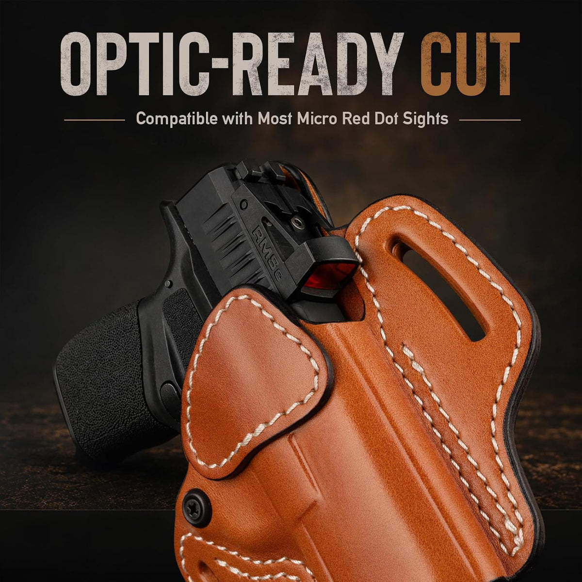 Leather OWB Pancake Holster for Sig Sauer P365 & P365X, SAS, Optic Ready — Brown Right