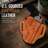 J-Frame 2.5-3 Inch OWB Pancake Leather Holster for Taurus 856 & Ruger SP101 — Brown Right