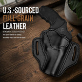 J-Frame 2.5-3 Inch OWB Pancake Leather Holster for Taurus 856 & Ruger SP101 — Black Right