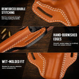 J-Frame 2.5-3 Inch OWB Pancake Leather Holster for Taurus 856 & Ruger SP101 — Brown Right